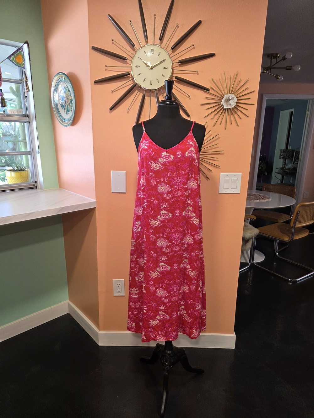 NATURAL LIFE Fuchsia Floral Maxi Dress Large Boho Babe Summer - Picture 10 of 12